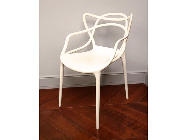 Pair of white Korme chairs, Kartell