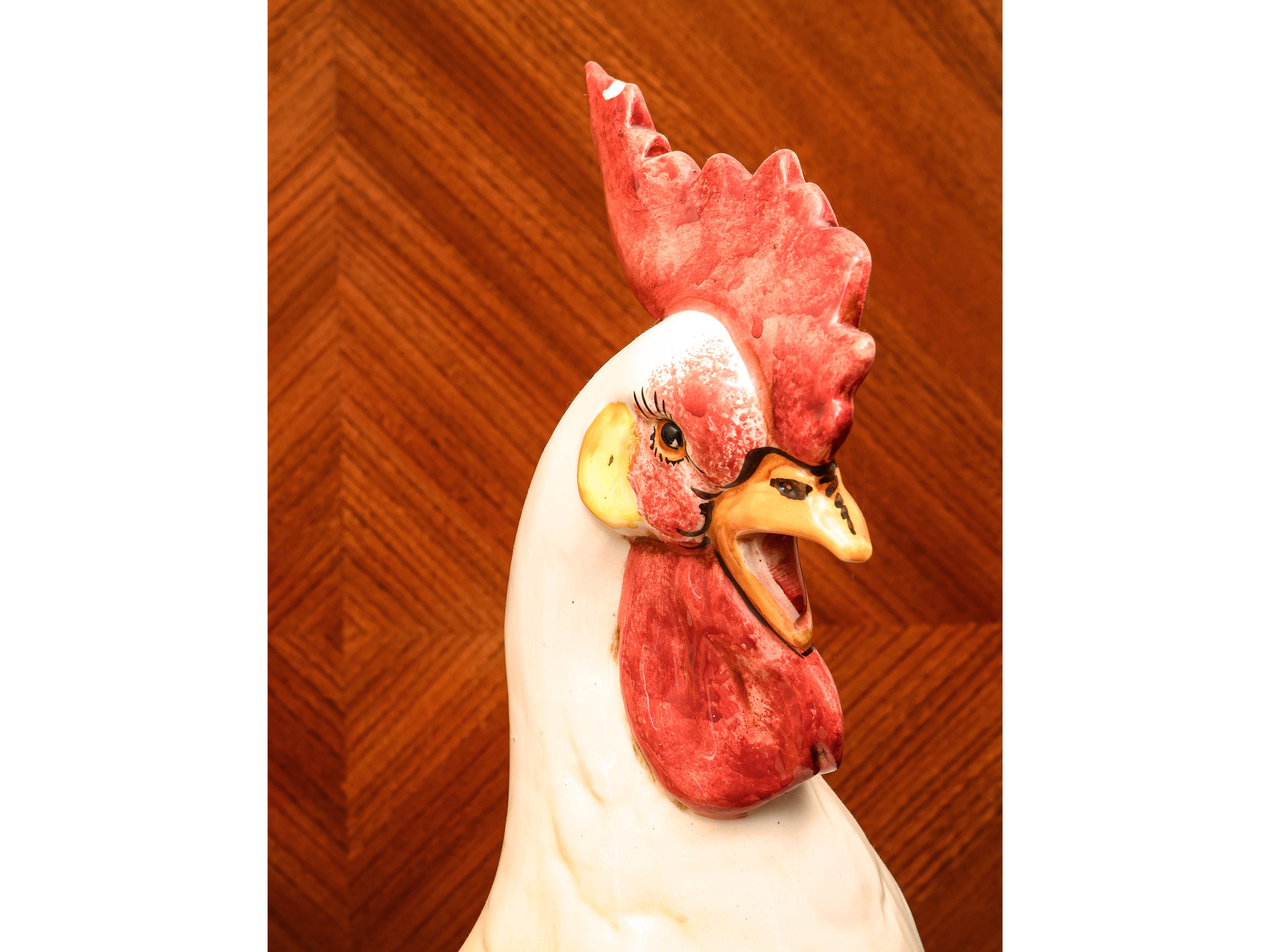Grande Gallo Decorativo in Ceramica Policroma
