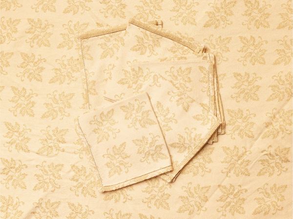 Damask fabric tablecloth