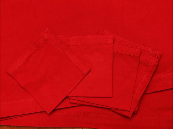 Red linen tablecloth