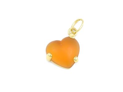 Pendente a Cuore Pomellato in Oro Giallo e Pasta Vitrea Arancio