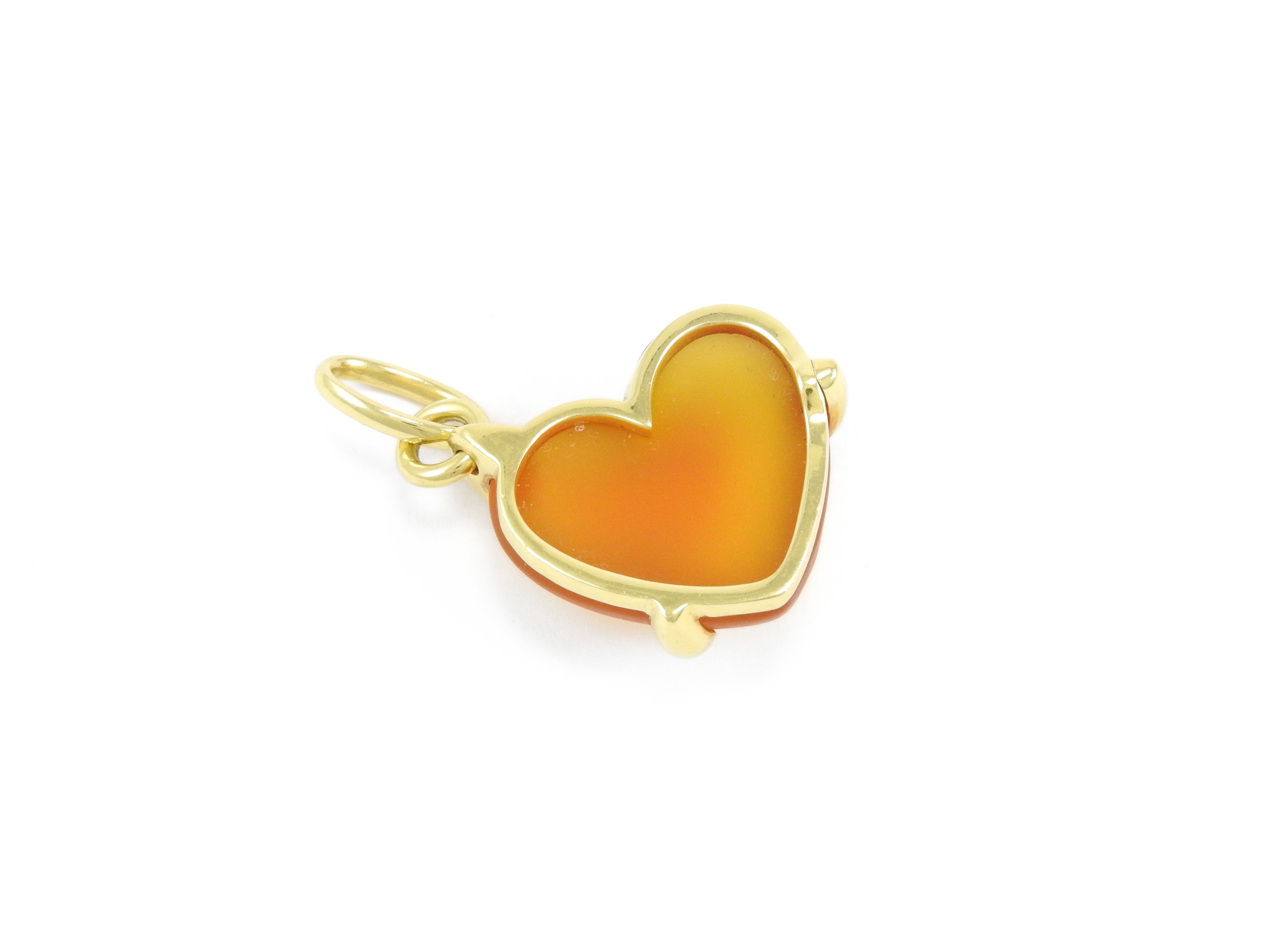 Pendente a Cuore Pomellato in Oro Giallo e Pasta Vitrea Arancio