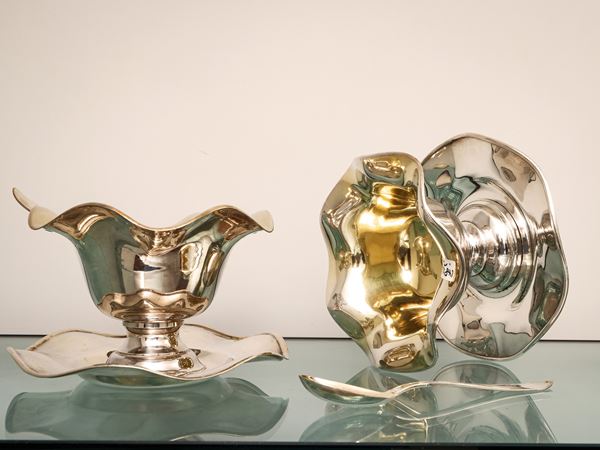 Pair of gravy boats in silver-plated metal  - Auction Deballage. Occasioni in asta - Maison Bibelot - Casa d'Aste Firenze - Milano