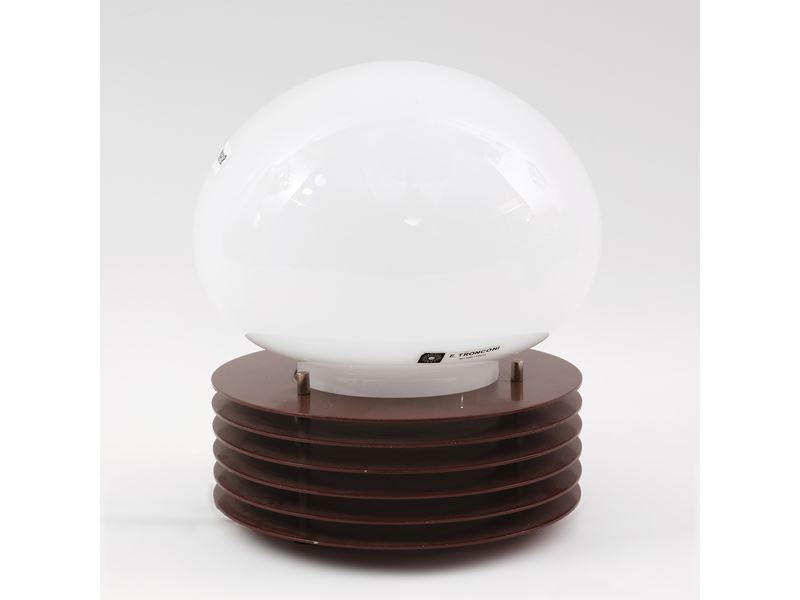 Lampada da Tavolo in Acciaio e Vetro Soffiato, Ernesto Tronconi