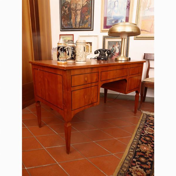 Cherry veneered center desk