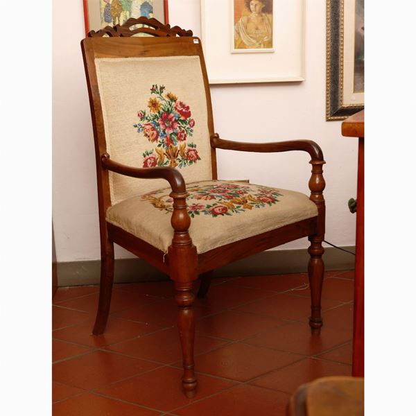 Armchair in walnut feather
