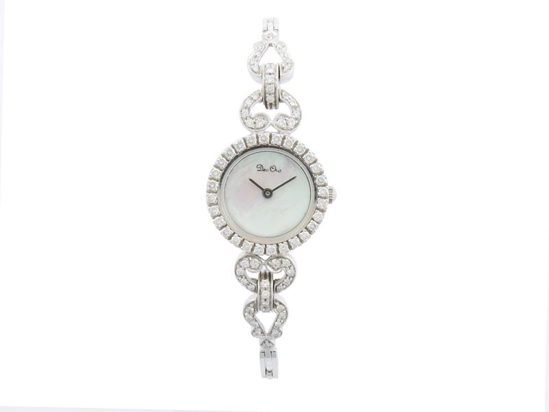 Orologio da Polso per Donna Decoro di Dirce Repossi in Oro Bianco con Diamanti e Madreperla