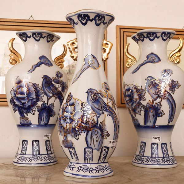 Triptych of ceramic vases