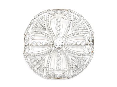 Spilla Pendente Decò in Platino con Diamanti