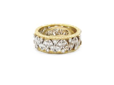 Anello a Fascia Favilli in Oro Bianco e Giallo con Diamanti