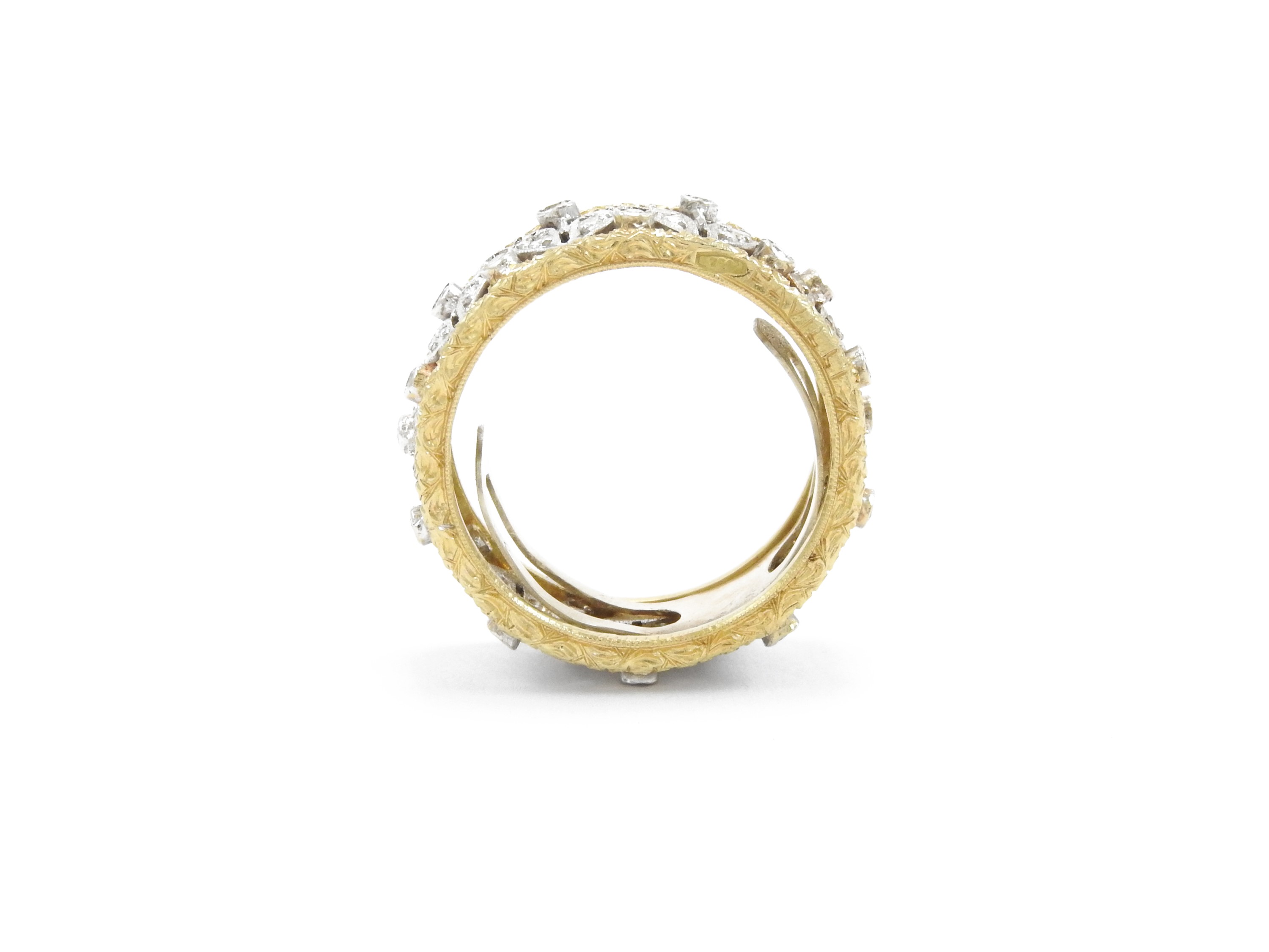 Anello a Fascia Favilli in Oro Bianco e Giallo con Diamanti