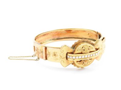 Bracciale Rigido in Oro Rosa con Microperle