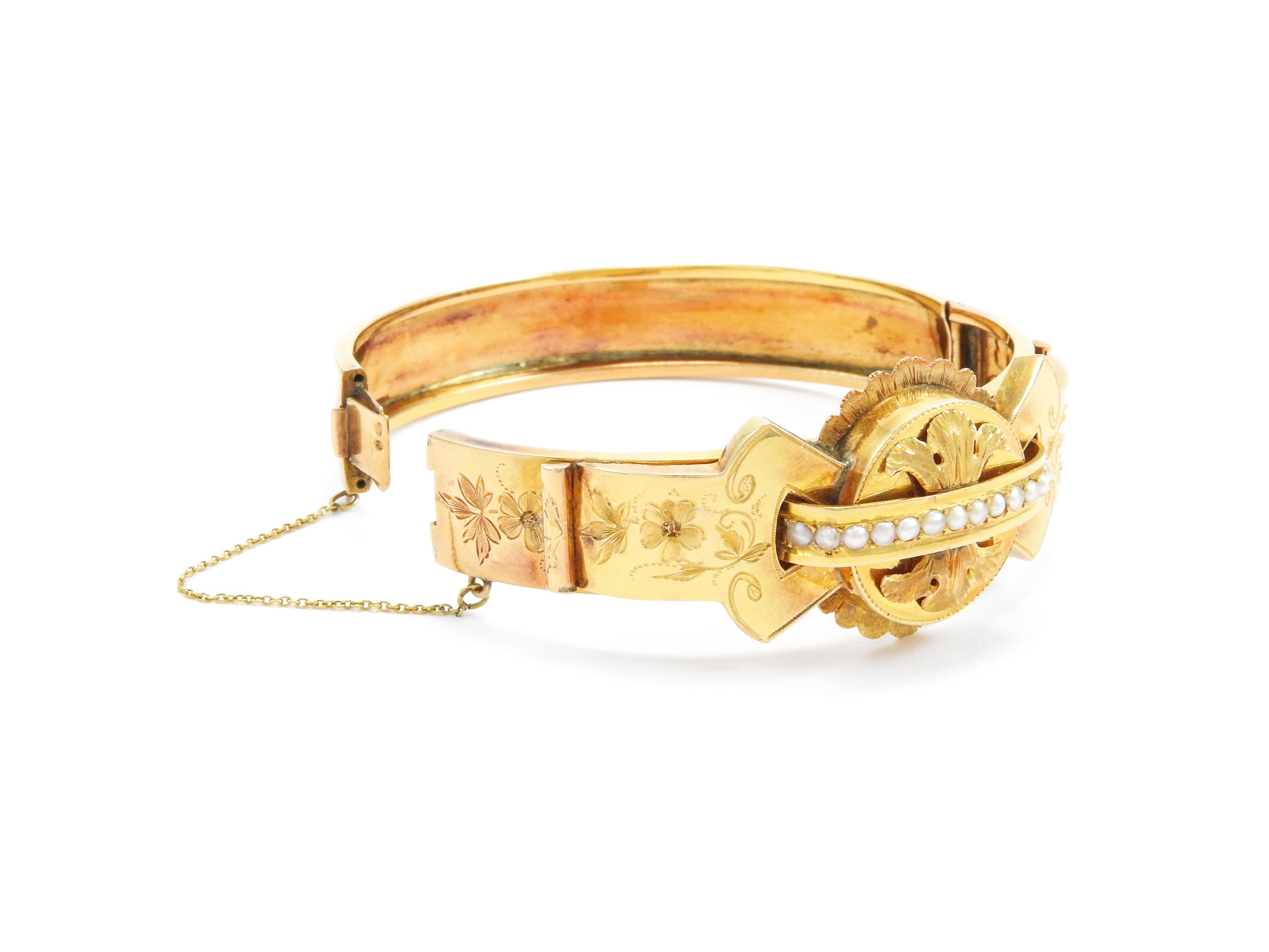 Bracciale Rigido in Oro Rosa con Microperle
