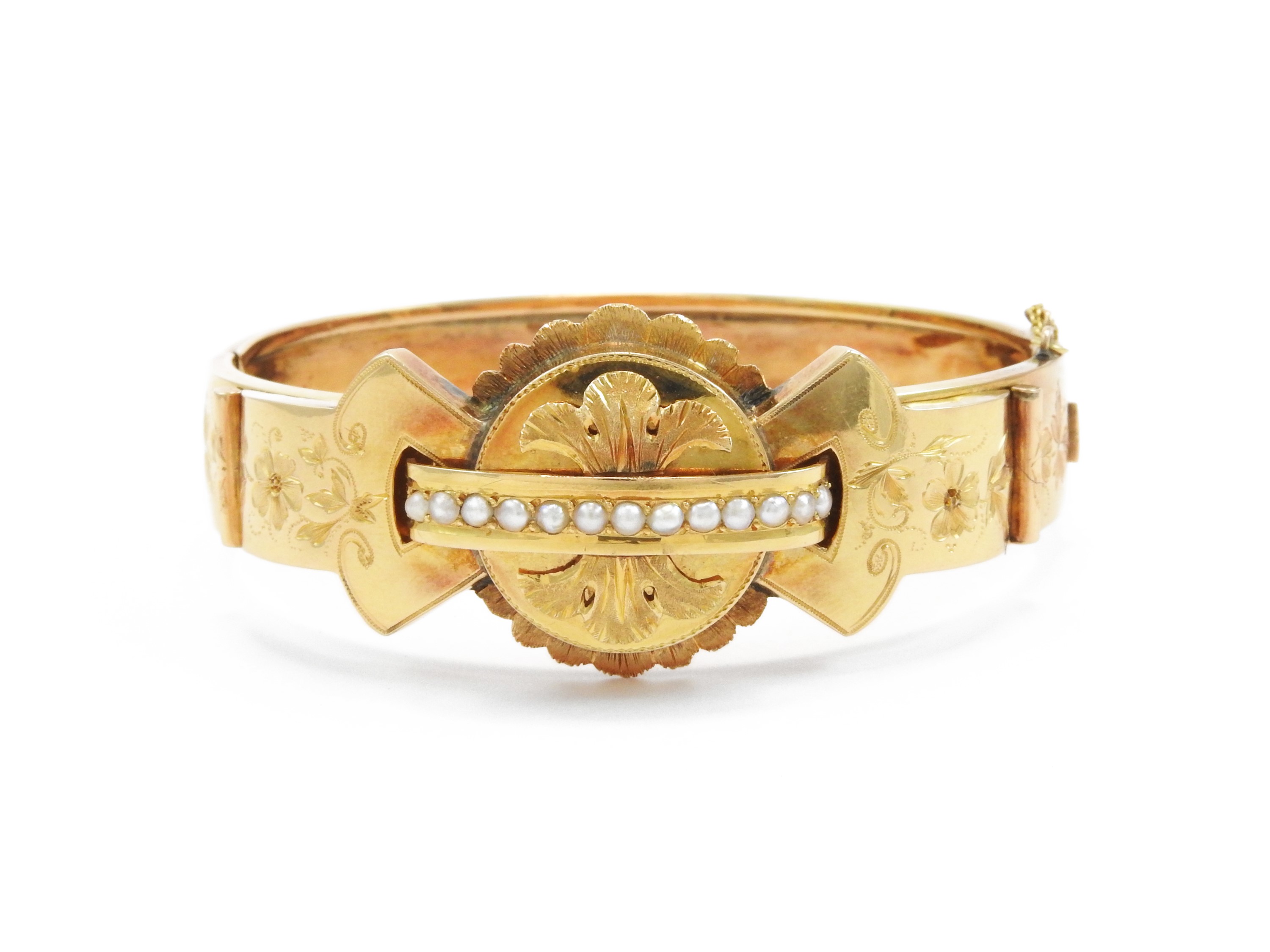Bracciale Rigido in Oro Rosa con Microperle