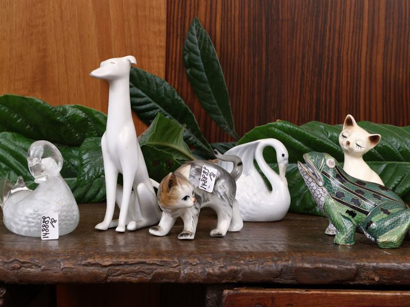 Lotto di Curiosità Animalier in Porcellana e Ceramica