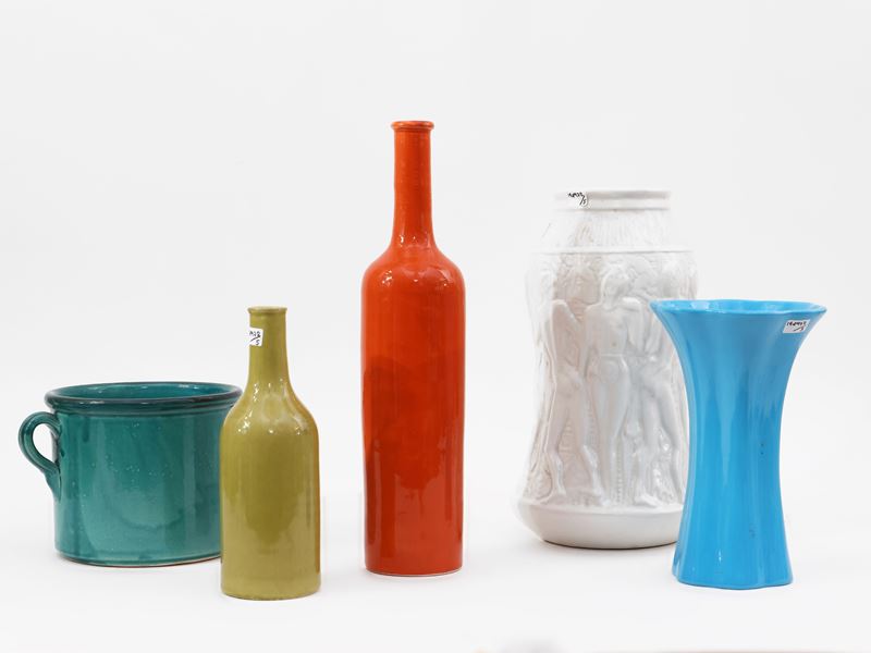 Cinque Vasi in Ceramica Smaltata