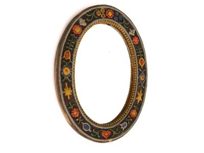 Specchiera Ovale con Cornice in Terracotta Smaltata