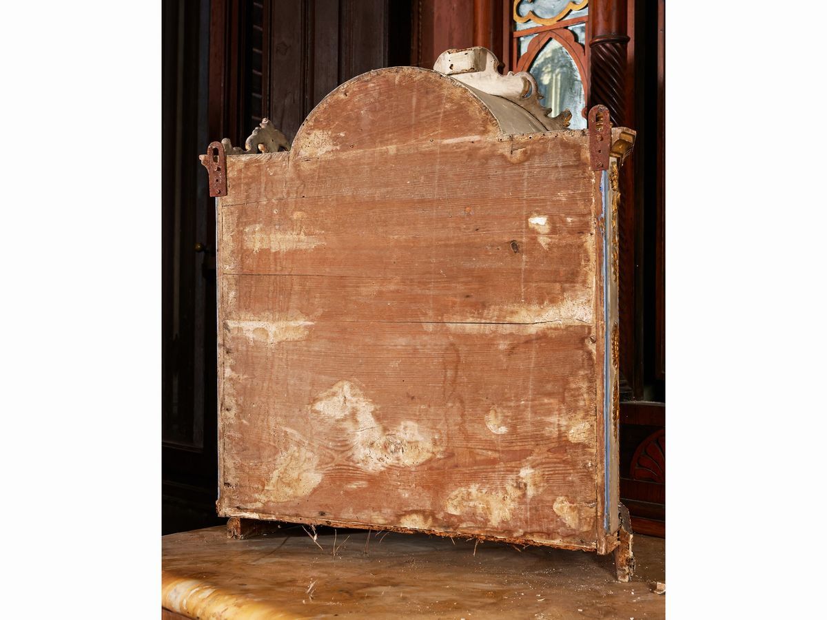 Ciborio in Legno Laccato Azzurro e Lumeggiato in Oro