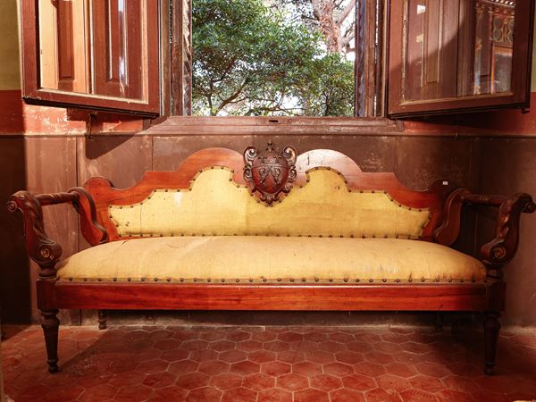 Bench sofa in walnut and cherry