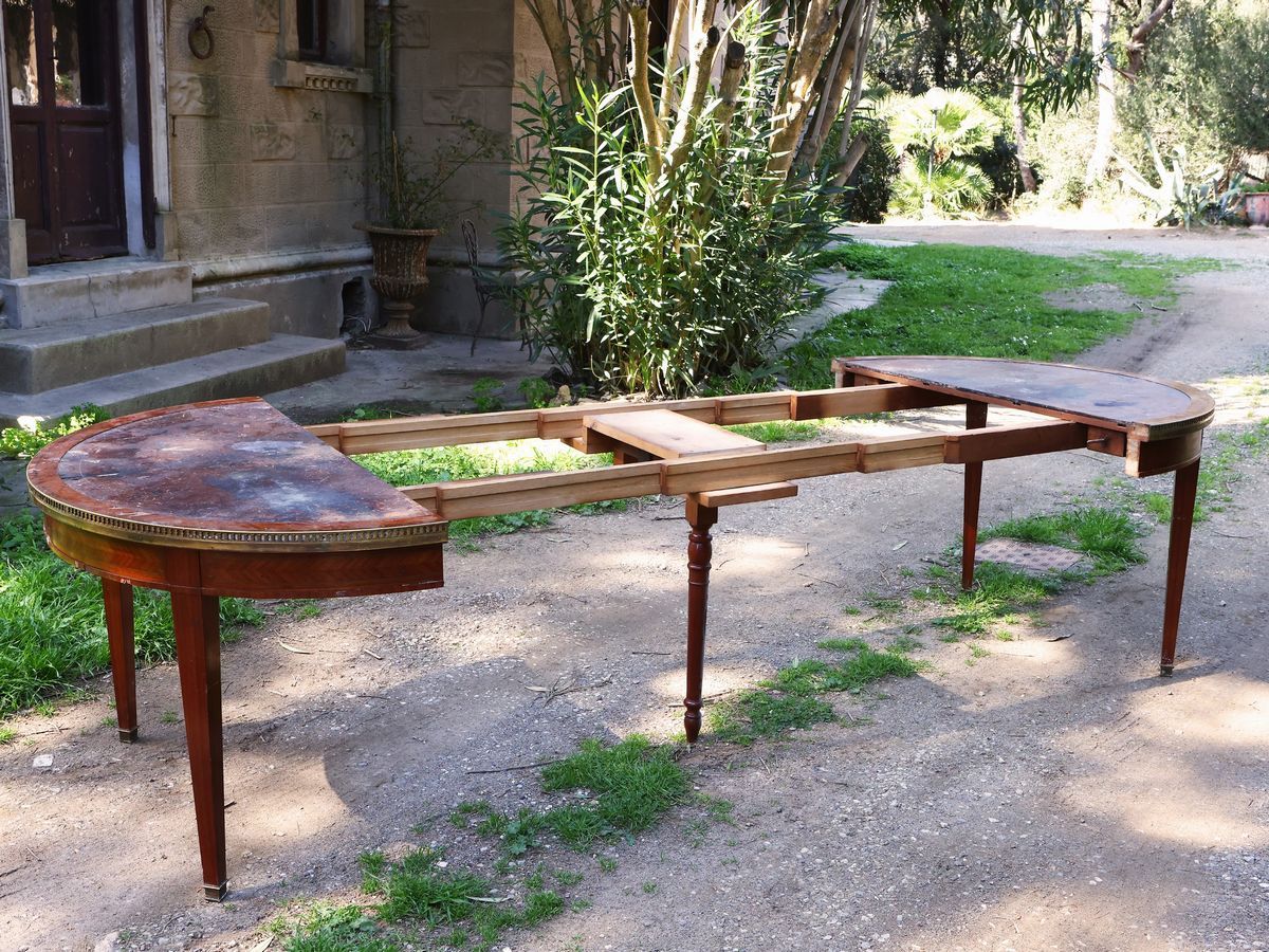 Tavolo da Pranzo Impiallacciato in Legno di Rosa