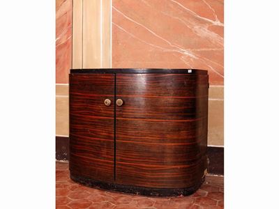 Piccola Credenza a Mezzaluna Impiallacciata in Palissandro