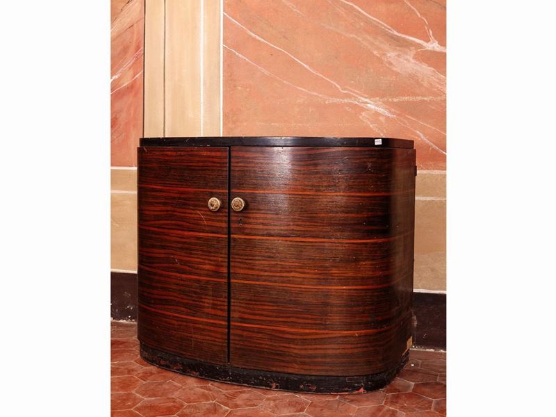 Piccola Credenza a Mezzaluna Impiallacciata in Palissandro