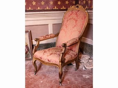 Poltrona in Legno Intagliato e Dorato