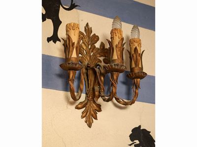 Coppia di Appliques in Metallo Dorato