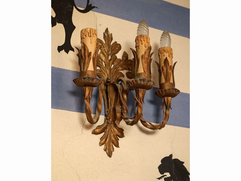 Coppia di Appliques in Metallo Dorato