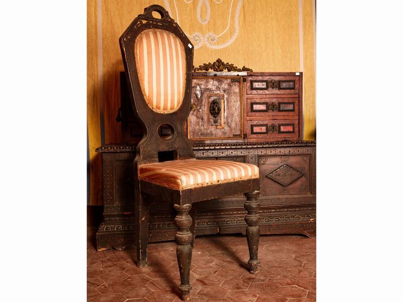 Coppia di Sedie Rustiche in Legno Tenero Laccato
