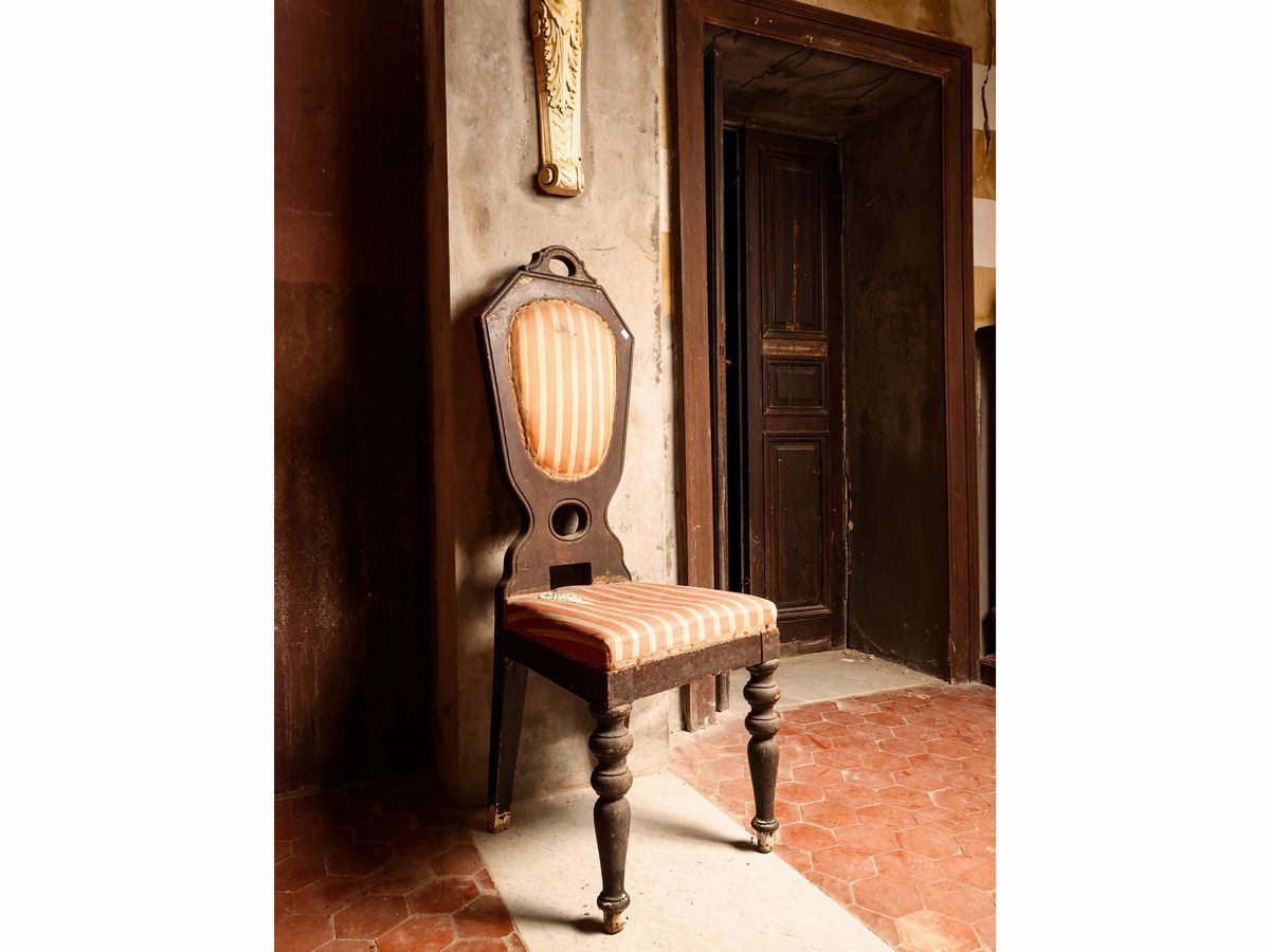 Coppia di Sedie Rustiche in Legno Tenero Laccato