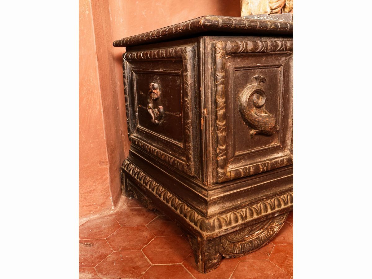 Cassapanca in Legno Tenero Ebanizzato