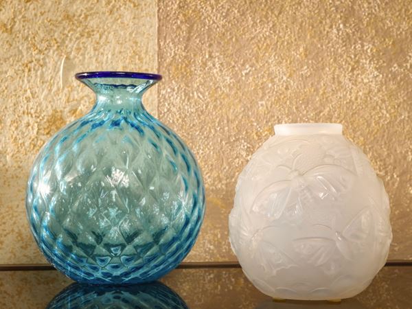 Two collectible glass vases, Venini and Verlise