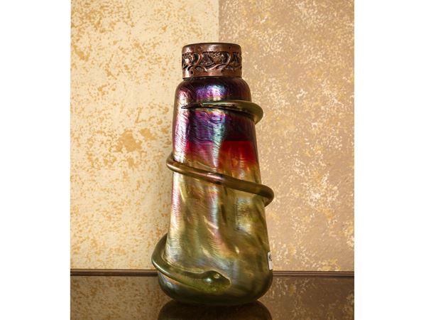 Iridescent glass vase,