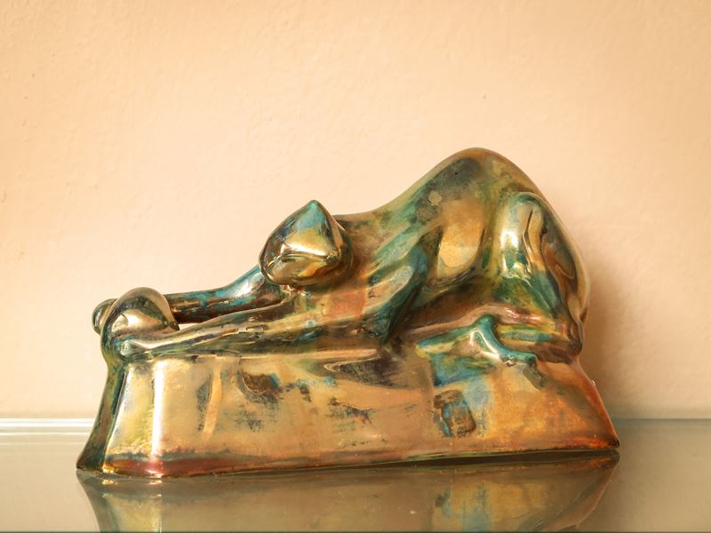 Piccolo Gruppo in Terracotta Smaltata a Lustro, Bottega Gatti