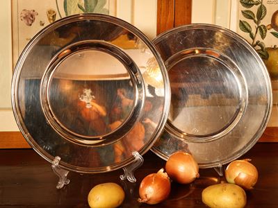 Serie di Quattordici Sottopiatti in Metallo Argentato, Cassetti Firenze