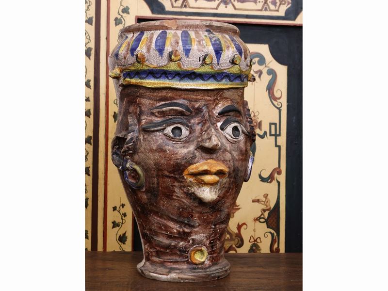 Grande Vaso Antropomorfo in Terracotta Invetriata