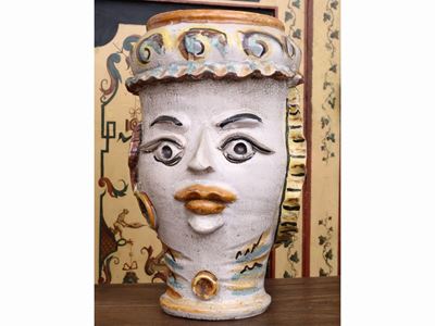 Grande Vaso Antropomorfo in Terracotta Invetriata