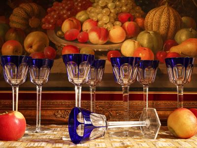 Serie di Quattordici Calici in Cristallo Doppio, Baccarat