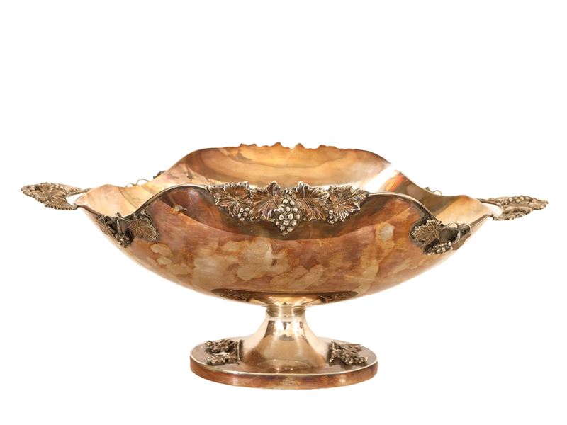 Centrotavola a navicella in argento