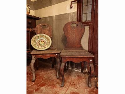 Coppia di Sedie in Legno Tenero