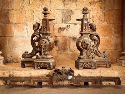 Lotto di Accessori da Camino in Bronzo