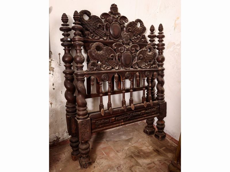 Letto Singolo in Legno Tenero Ebanizzato