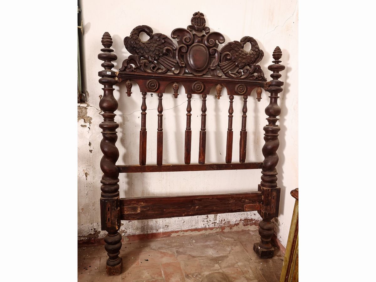 Letto Singolo in Legno Tenero Ebanizzato