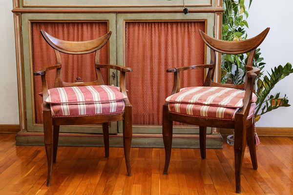 Pair of walnut armchairs  (late 18th/early 19th century)  - Auction The art of furnishing - Maison Bibelot - Casa d'Aste Firenze - Milano