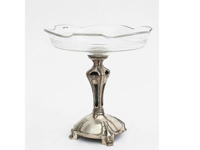 Fruttiera Centrotavola Liberty in Argento e Cristallo