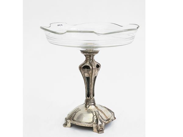 Fruttiera centrotavola Liberty in argento e cristallo