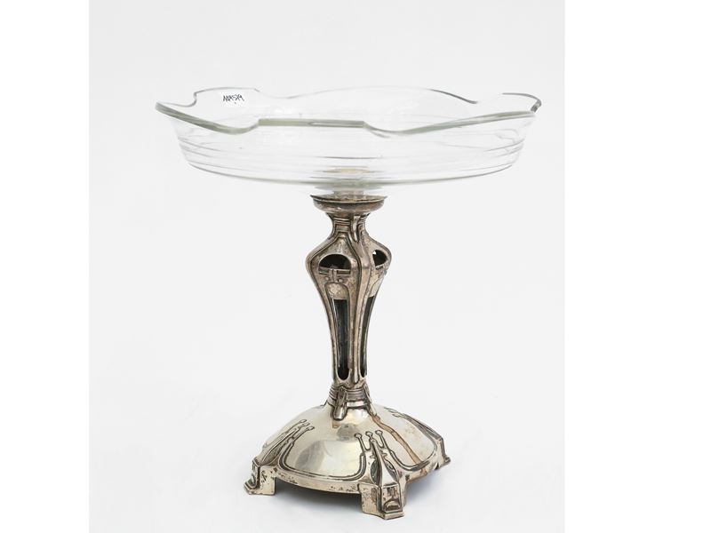 Fruttiera Centrotavola Liberty in Argento e Cristallo