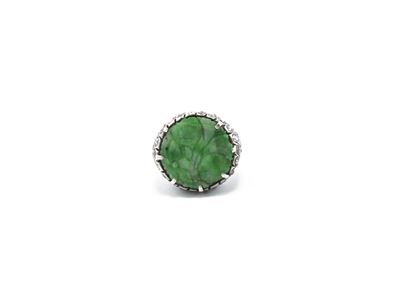 Anello in Argento con Diamanti e Giadeite