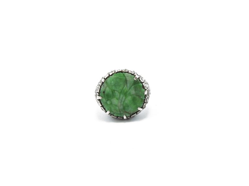 Anello in Argento con Diamanti e Giadeite